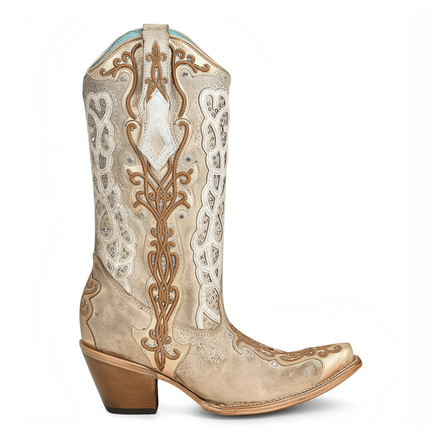 CORRAL BOOTS Boots Corral Women's Gold Bone Overlay Western Boots C3895