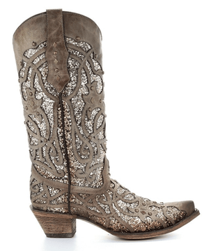 CORRAL BOOTS Boots Corral Women’s Orix Glittered Inlay And Studs Brown Fashion Boot–c3331