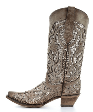 CORRAL BOOTS Boots Corral Women’s Orix Glittered Inlay And Studs Brown Fashion Boot–c3331