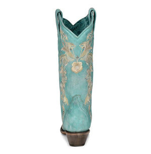 CORRAL BOOTS Boots Corral Women's Turquoise Flower Embroidery Crystal Stud Cowgirl Boots A4239