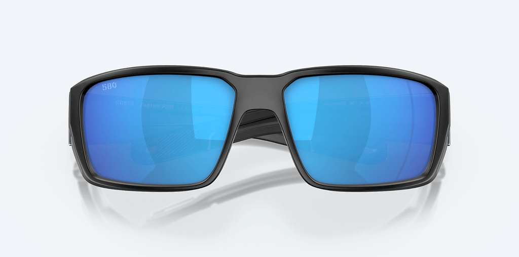 COSTA DEL MAR Sunglasses Matte Black / Blue Mirror Costa Del Mar Fantail Pro Matte Black Frame/Blue Mirror Lens Sunglasses