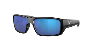 COSTA DEL MAR Sunglasses Matte Black / Blue Mirror Costa Del Mar Fantail Pro Matte Black Frame/Blue Mirror Lens Sunglasses