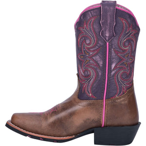 Dan Post Boots Dan Post Kids Majesty Brown/Purple Leather Cowboy Boots DPC2947