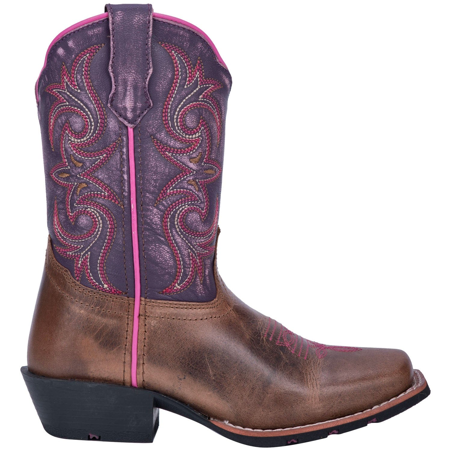 Dan Post Children's Majesty Brown/Purple Leather Cowboy Boots