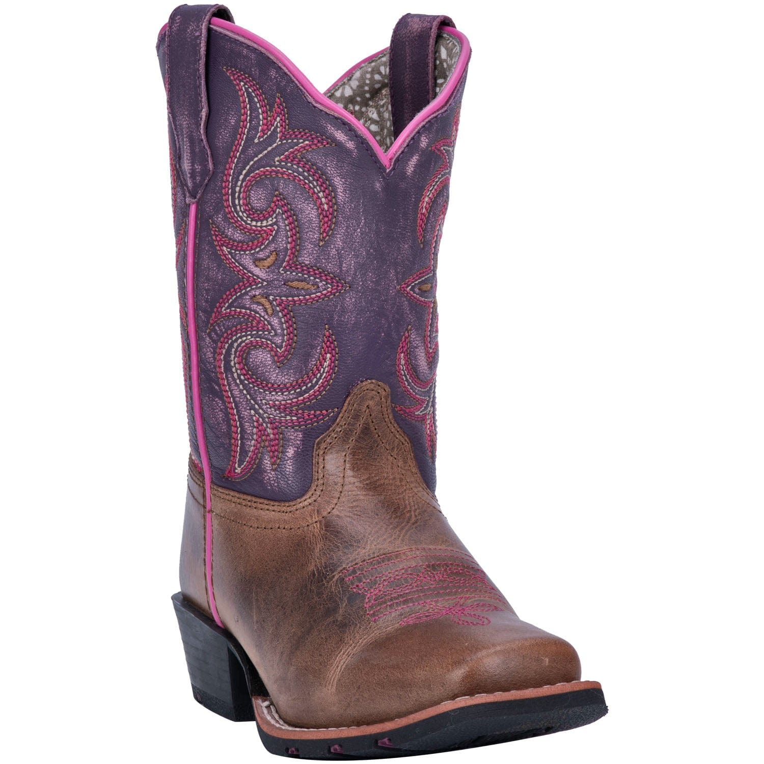 Dan Post Boots Dan Post Kids Majesty Brown/Purple Leather Cowboy Boots DPC2947