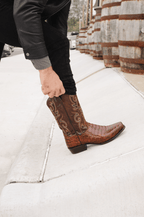 Dan Post Boots Dan Post Men's Bayou Brass Genuine Caiman Tail Exotic Western Boots DP3074