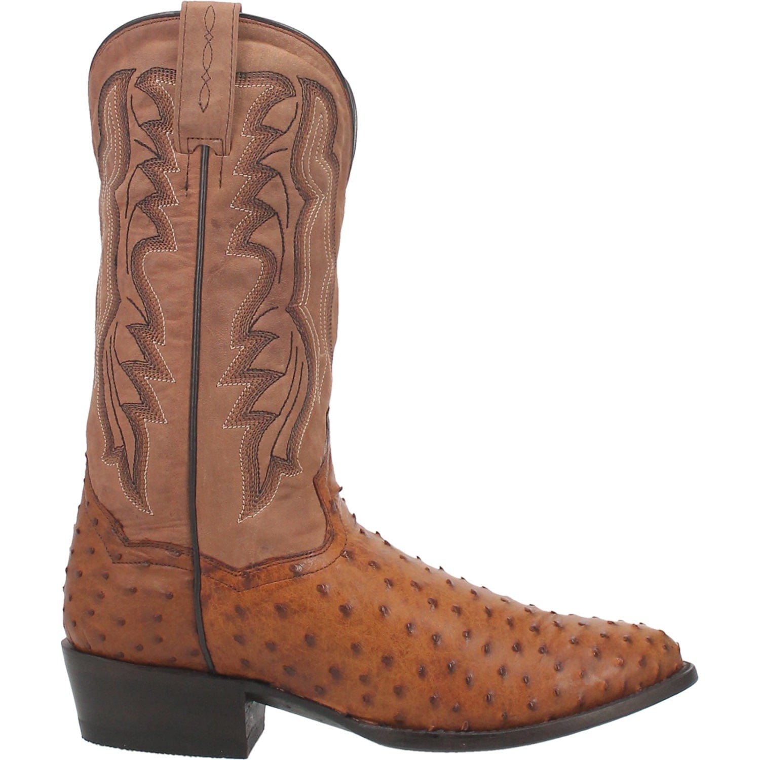 Dan Post Men's Tempe Saddle Brown/Chocolate Full Quill Ostrich