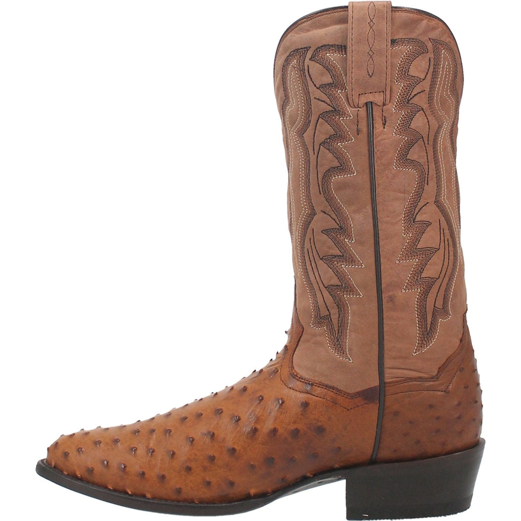 Dan Post Boots Dan Post Men's Tempe Saddle Brown/Chocolate Full Quill Ostrich Western Boots DP2323