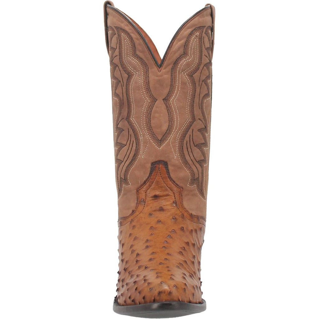 Dan Post Boots Dan Post Men's Tempe Saddle Brown/Chocolate Full Quill Ostrich Western Boots DP2323