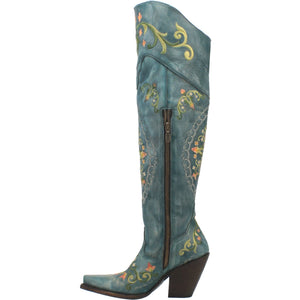 Dan Post Boots Dan Post Women's Flower Child Turquoise Over the Knee Leather Boots DP3271
