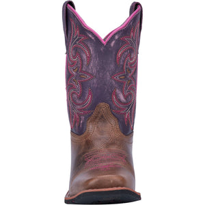 Dan Post Boots Dan Post Youth Majesty Brown/Purple Leather Cowboy Boots DPC3947