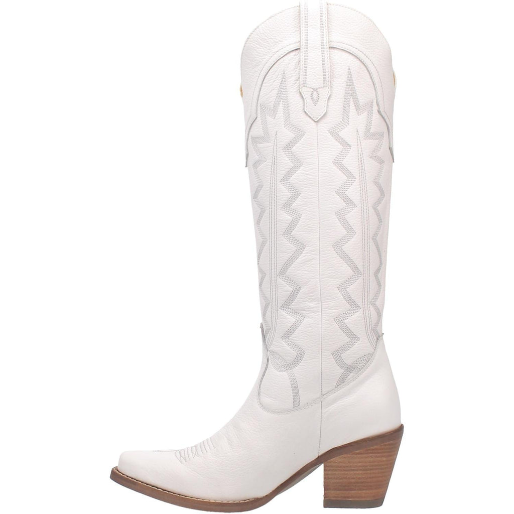 DINGO Boots Dingo Women's High Cotton White Leather Cowgirl Boots DI 936
