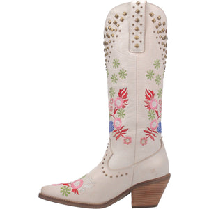 Dingo Boots Dingo Women's #Poppy White Floral Leather Cowgirl Boots DI 732