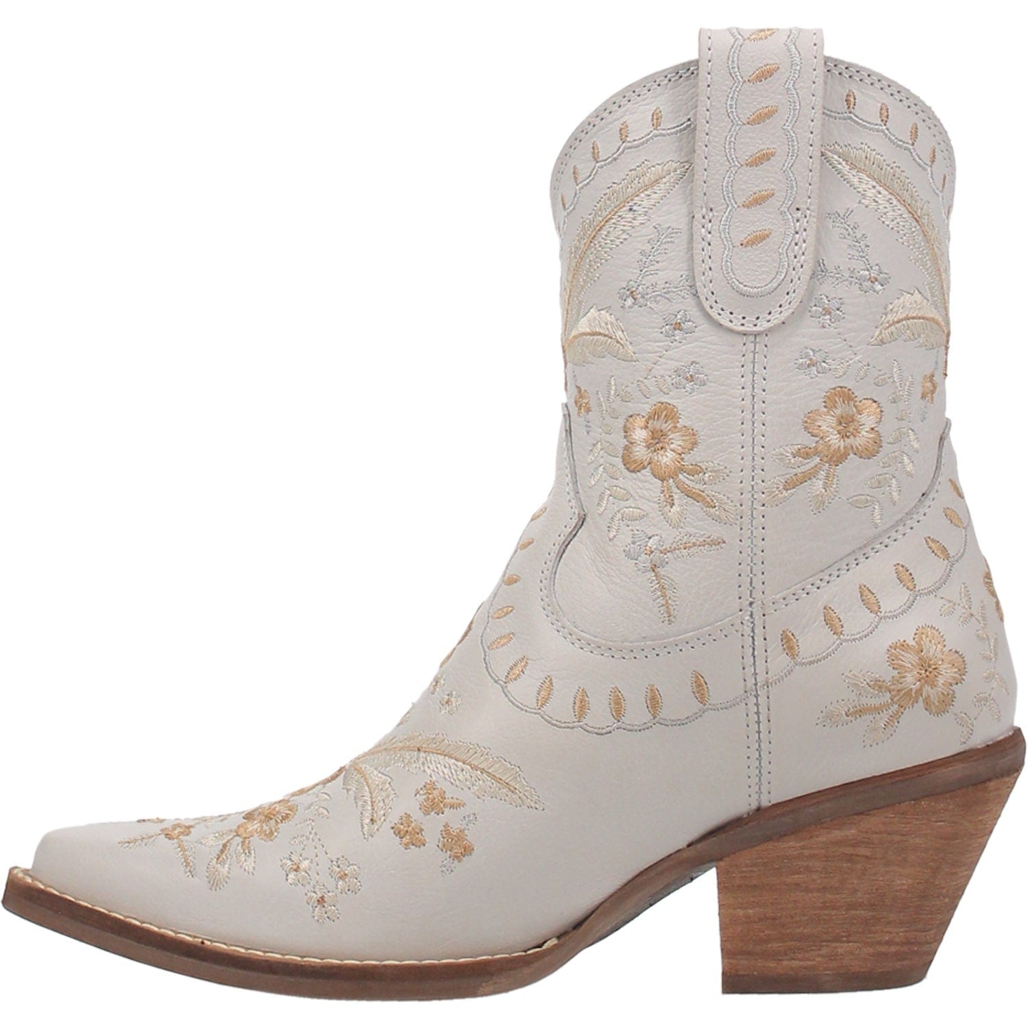 Dingo Women's Primrose White Floral Ankle Western Booties DI 748