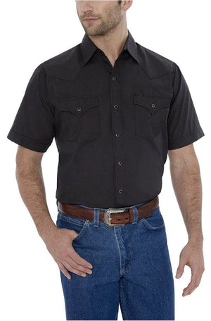 ELY & WALKER Shirts Ely Cattleman Men's Black Short Sleeve Solid Western Shirt 15201605-89