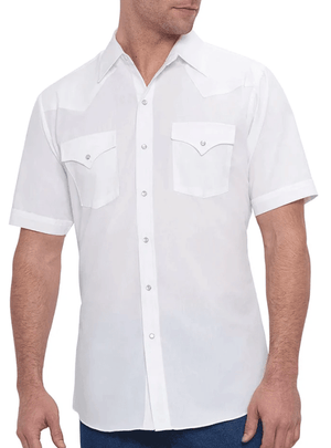 ELY & WALKER Shirts Ely Cattleman Men's White Short Sleeve Solid Shirt 15201605-01