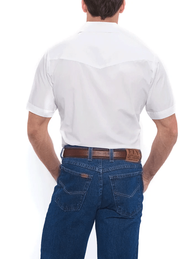 Ely Cattleman Men's White Short Sleeve Solid Shirt 15201605-01