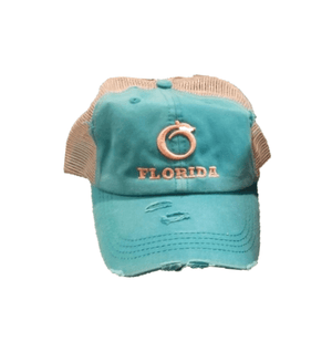 Florida Heritage Hats Florida Heritage Ladies Ponytail Hats Teal/Peach