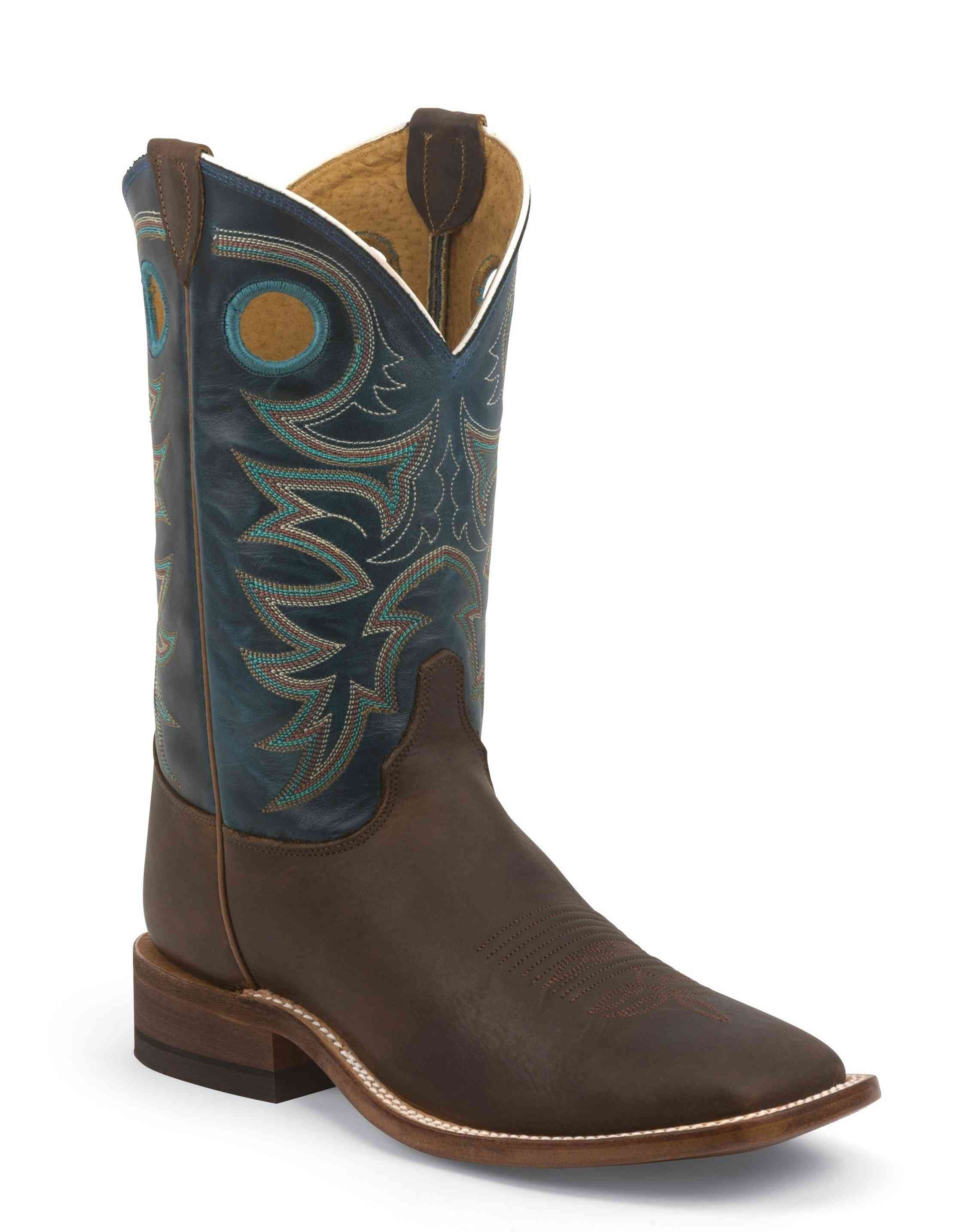 Justin Boots Boots Justin Men's Bent Rail Austin Teal Cowboy Boots BR738