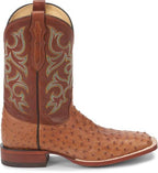 Justin Boots Boots Justin Men's Exotic Truman Cognac Full Quill Ostrich Cowboy Boots 8516