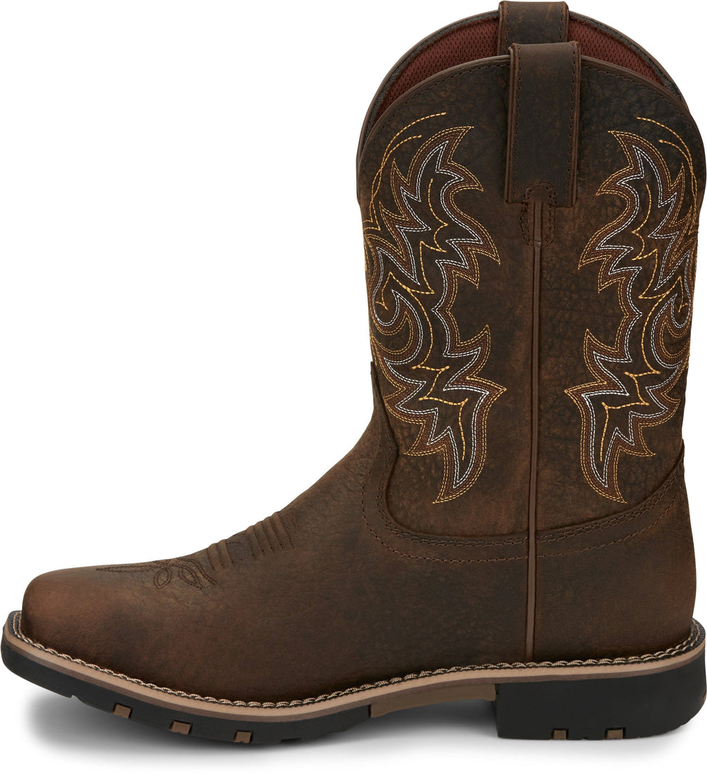 Justin Boots Boots Justin Men's George Strait Fireman Brown Waterproof Cowboy Boots GR9050
