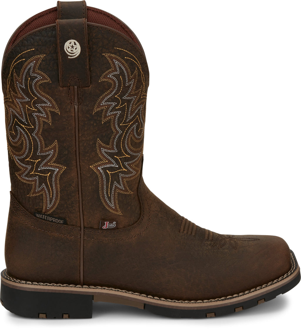 Justin Boots Boots Justin Men's George Strait Fireman Brown Waterproof Cowboy Boots GR9050