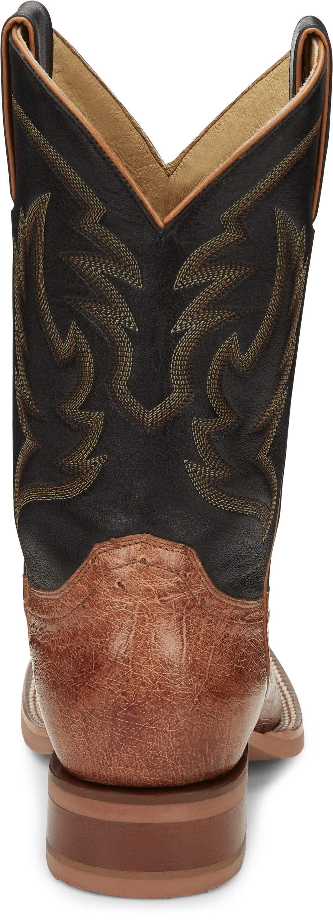 Men’s Cognac Ostrich Leather Boot with Brown Shaft 10