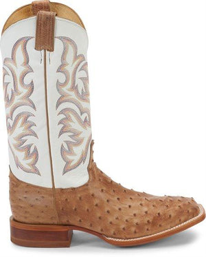 Justin Boots Boots Justin Men's Pascoe Antique Tan & White Full Quill Ostrich Exotic Boots 8572