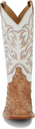 Justin Boots Boots Justin Men's Pascoe Antique Tan & White Full Quill Ostrich Exotic Boots 8572