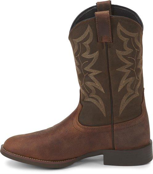 Justin Boots Boots Justin Men's Stampede Buster Distressed Brown Round toe Western Boots 7221