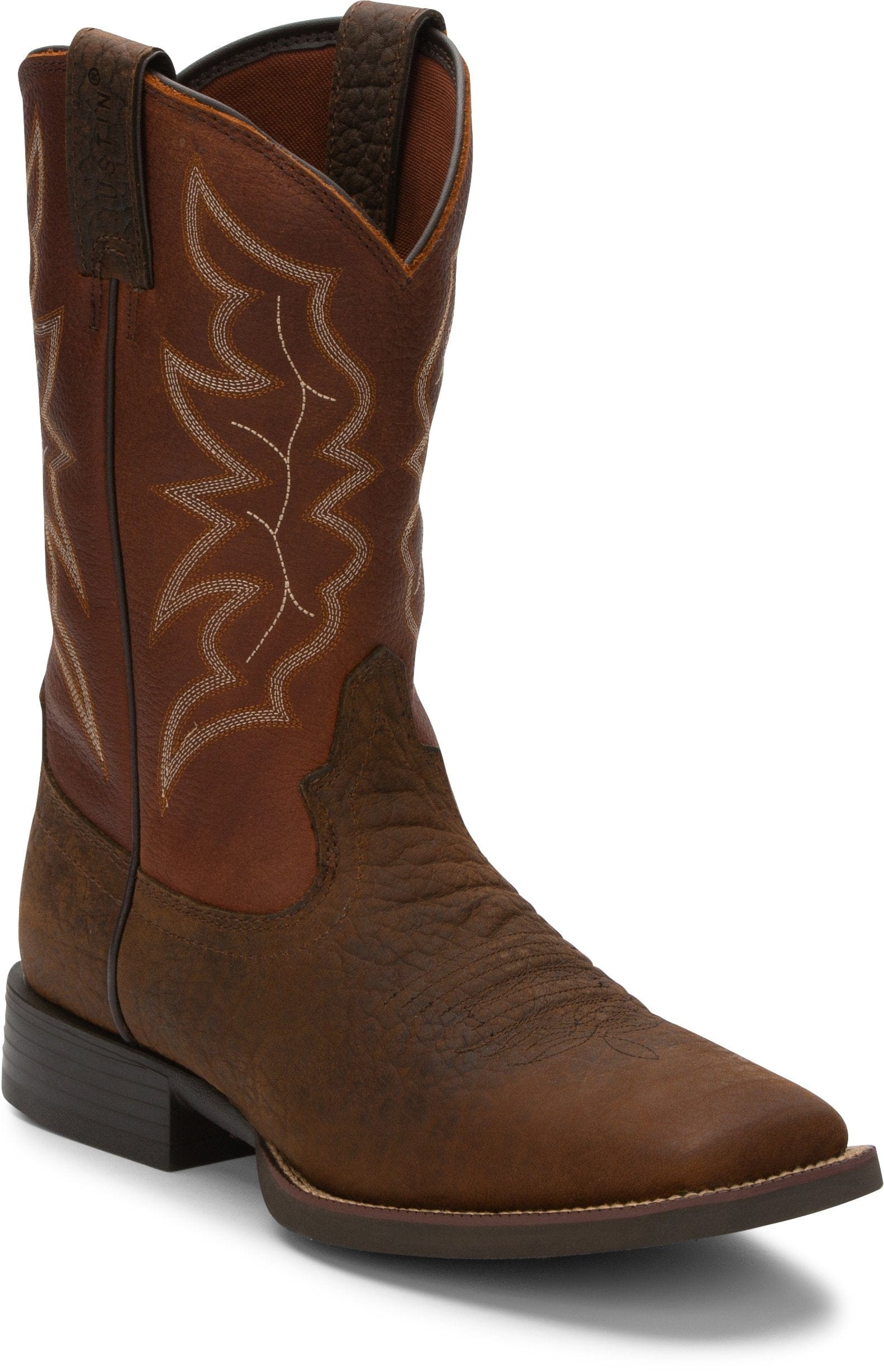 靴 00s JUSTIN pecos boots Western BLK 7b Justin Men's Stampede Chet Pebble Brown Square Toe Western Boots