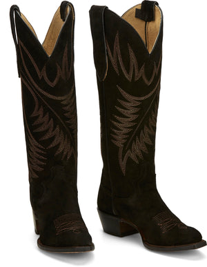 Justin Boots Boots Justin Women's Clara Black Suede Cowgirl Boots VN4466