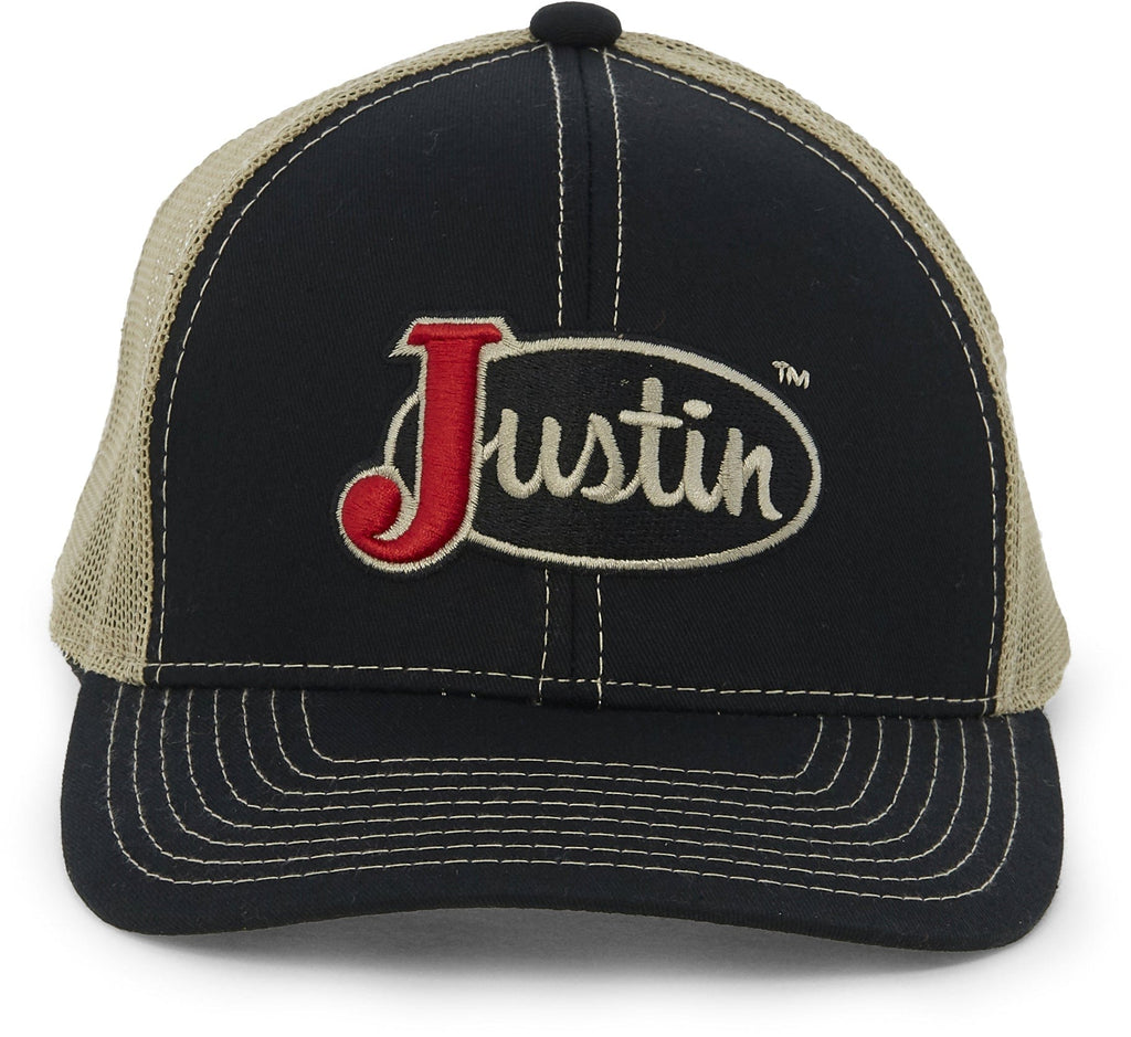 Justin Men\'s Classic Logo Ball Wear, Back Mesh Russell\'s Snapback Cap Black Western JCBC008 