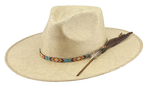 Justin Men’s Tan Southwestern Beaded Band Straw Cowboy Hat JS14TFBURN