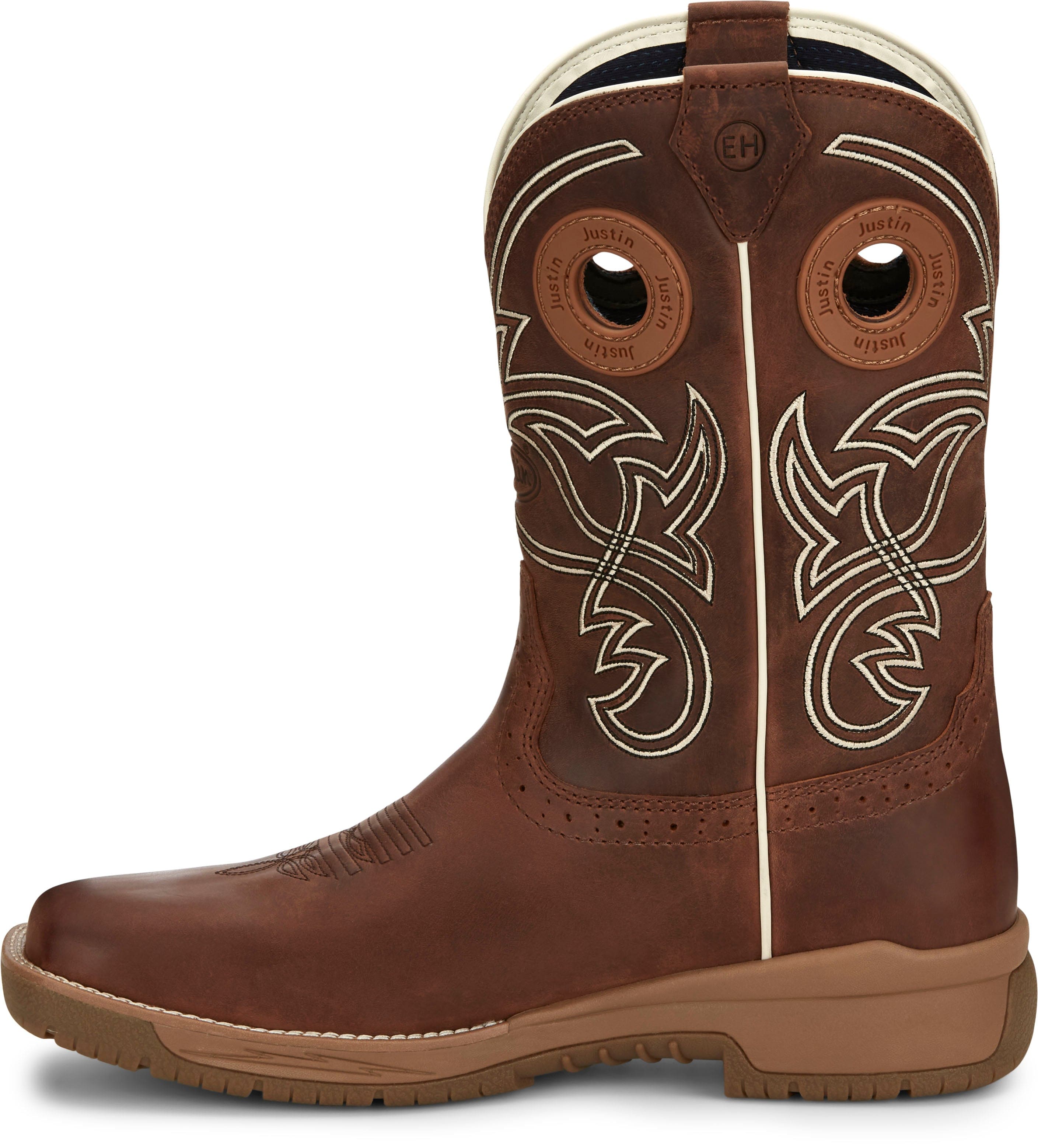 Justin Men's Nitread Spice Brown Waterproof Square Toe Work Boots