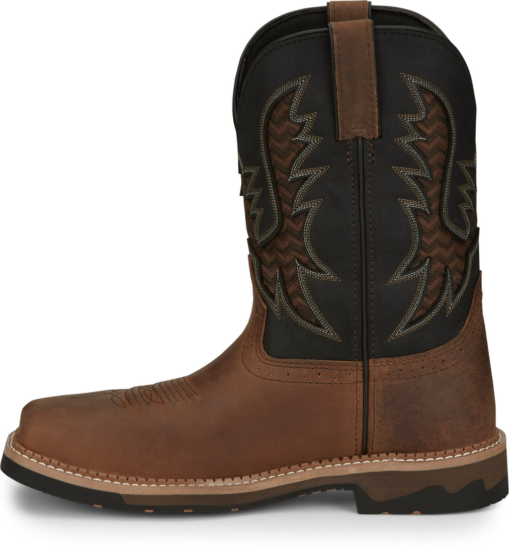 Justin Work Boots Justin Men's Stampede Bolt Brown Square Toe Work Boots SE4112