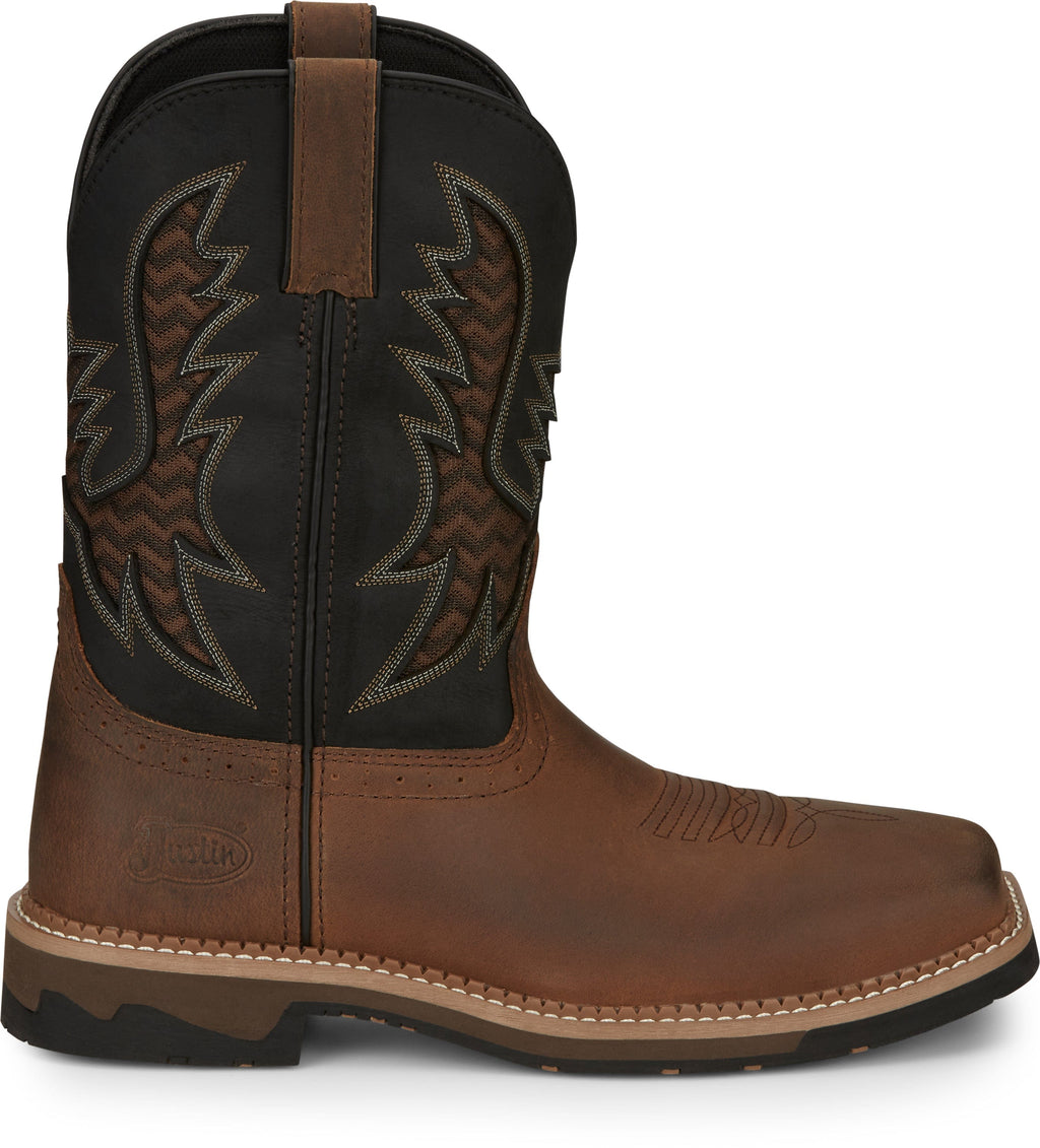 Justin Work Boots Justin Men's Stampede Bolt Brown Square Toe Work Boots SE4112
