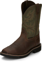 Justin Work Boots Justin Men's Stampede Driller Brown/Green Steel Toe Work Boots SE4688