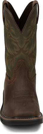 Justin Work Boots Justin Men's Stampede Driller Brown/Green Steel Toe Work Boots SE4688