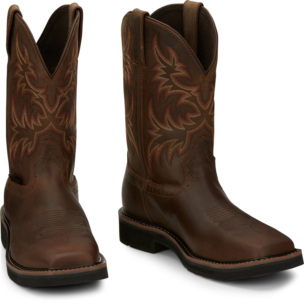 Justin Work Boots Justin Men's Stampede Driller Brown Steel Toe Work Boots SE4690