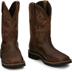 Justin Work Boots Justin Men's Stampede Driller Brown Steel Toe Work Boots SE4690