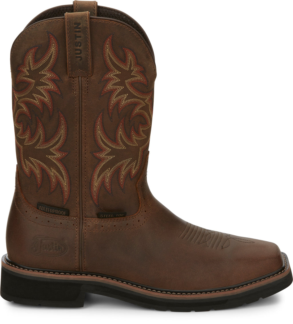 Justin Work Boots Justin Men's Stampede Driller Brown Steel Toe Work Boots SE4690
