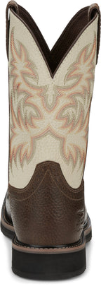 Justin Work Boots Justin Men's Stampede Driller Copper Brown Square Toe Work Boots SE4683