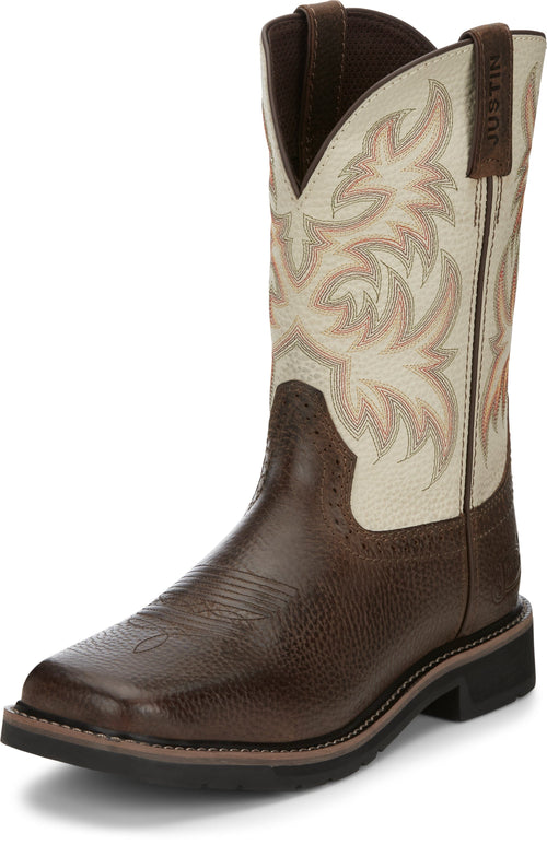 Justin Work Boots Justin Men's Stampede Driller Copper Brown Square Toe Work Boots SE4683