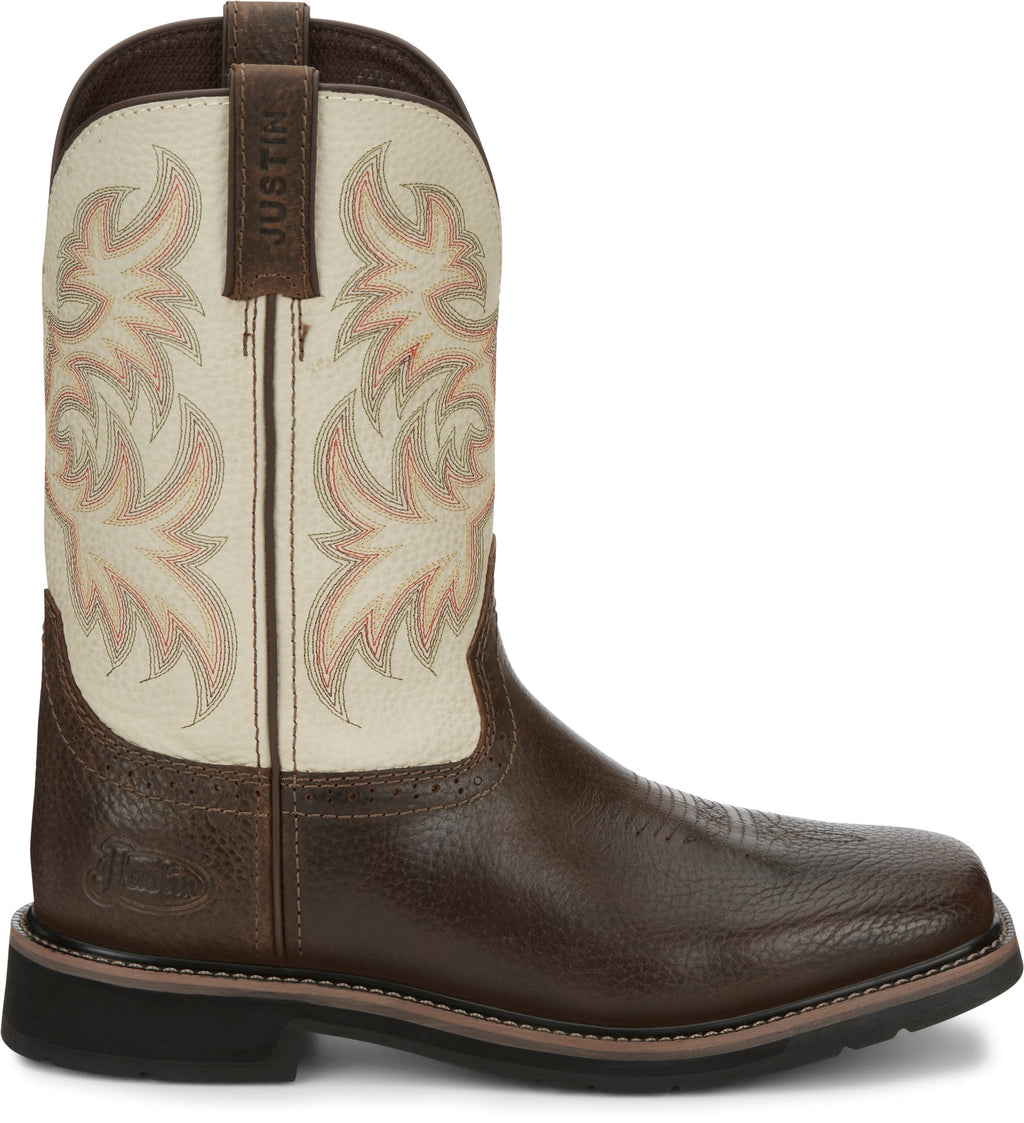 Justin Work Boots Justin Men's Stampede Driller Copper Brown Square Toe Work Boots SE4683