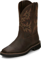 Justin Work Boots Justin Men's Stampede Driller Dark Brown Square Toe Work Boots SE4681