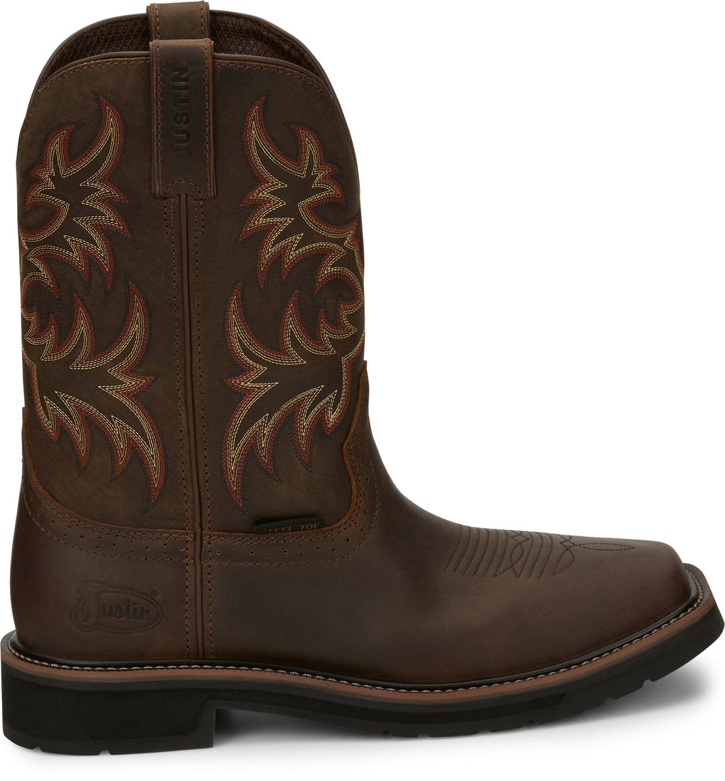 Justin Work Boots Justin Men's Stampede Driller Dark Brown Steel Toe Work Boots SE4682