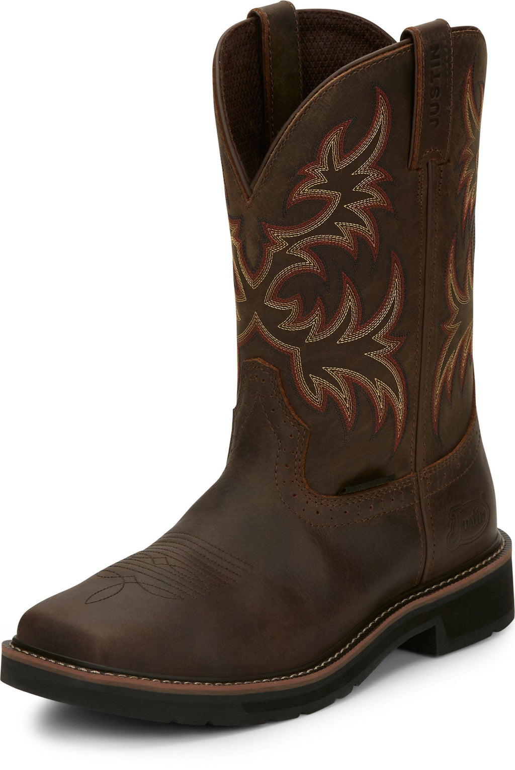 Justin Work Boots Justin Men's Stampede Driller Dark Brown Steel Toe Work Boots SE4682