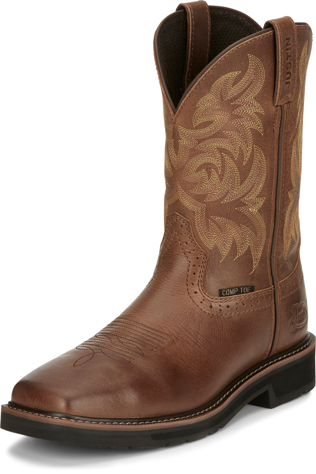 Justin Work Boots Justin Men's Stampede Handler Brown Safety Toe Work Boots - SE4824