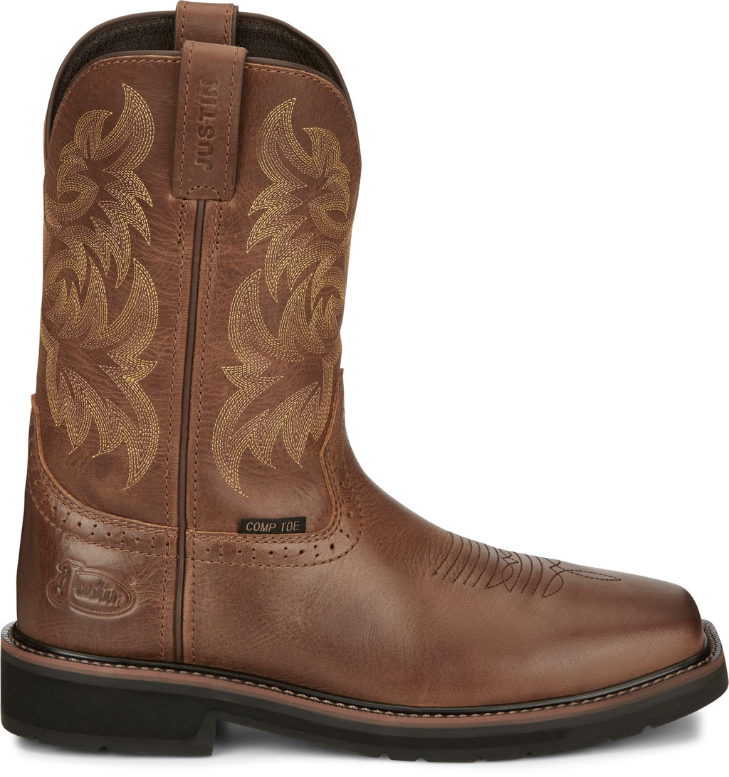 Justin Work Boots Justin Men's Stampede Handler Brown Safety Toe Work Boots - SE4824